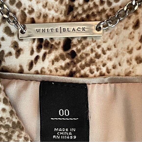 White House Black Market Brown Cream Snakeskin Print Fitted Jacket NWOT Size 00 - Picture 9 of 10